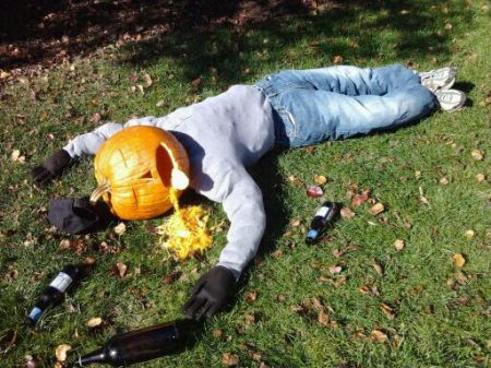 Puking pumpkin for alcohol poisoning awareness.